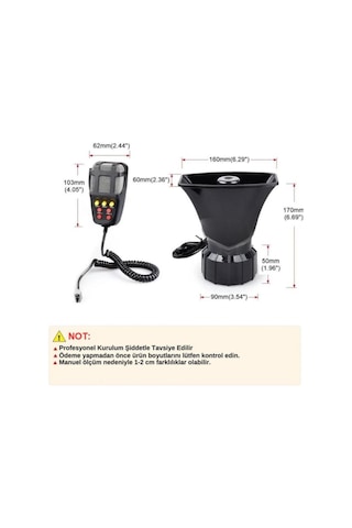 Araç İçi Siren Megafonlu 12v 7 Sesli Anonslu Siren Korna Seti Mikrofonlu