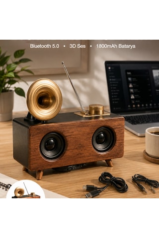 Çalar Radyo Müzik Kutusu Nostaljik Hoparlör Speaker 07228008
