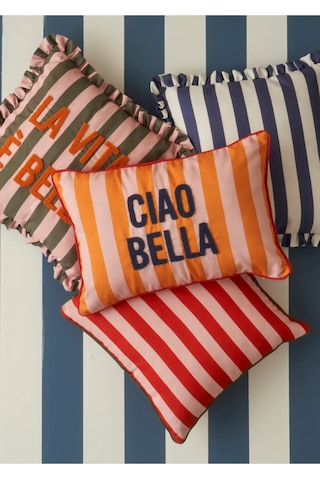 Bella Maison Line Biyeli Kırlent Kılıfı Kırmızı 43x43 Cm Kırmızı