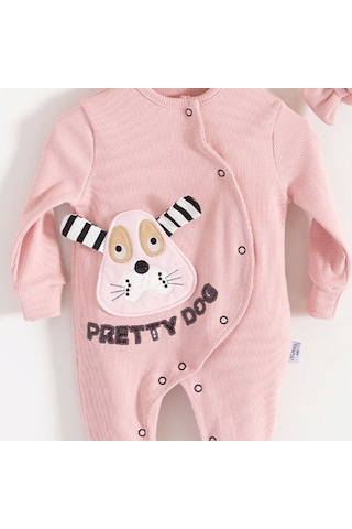 Candar 3-18 Ay Kız Bebek Tulumu Pretty Dog Bandanalı Gül Kurusu Gül Kurusu