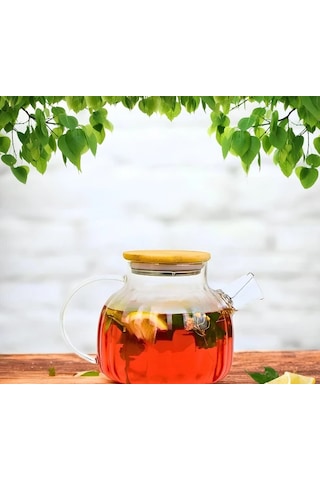 Bambu Kapaklı Süzgeçli Demlik 1000 Ml Renkli