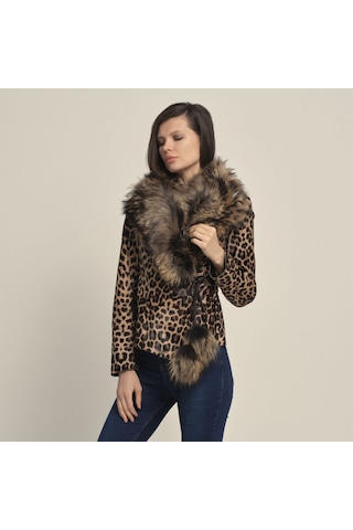 Rouge Kürklü Kadın Deri Mont P253lk Leopar