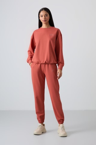 Tommy Life Tarçın Basic Pamuklu O Yaka Oversize Lastik Paça Kadın Eşofman Takım - 95287 Tarçın