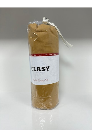 Clasy Ranforce Lastikli Çarşaf Seti Tek Kişilik Düz Hardal Çok Renkli