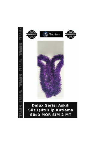 Delux Serisi Askılı Süs Işıltılı İp Kutlama Süsü Mor Sim 2 Mt Diğer