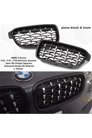 Bmw F35 3 Serisi Diamond Ön Panjur Izgara Böbrek PianoBlack-Krom