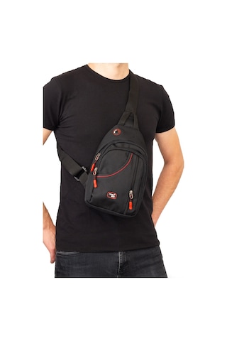 Seventeen Tek Omuz Askılı Çapraz Kadın Erkek Sırt Omuz Göğüs Çantası Bodybag Siyah Kırmızı 74 Kırmızı - Siyah