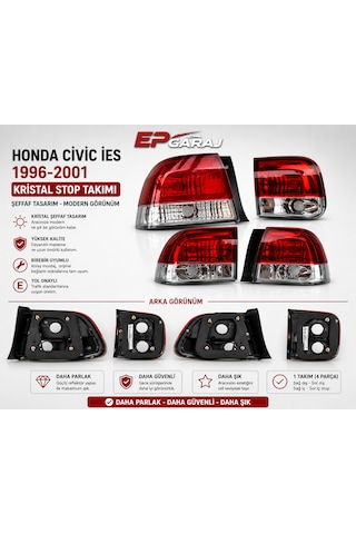Honda Cıvıc İes 1996-2001 Uyumlu Kristal Stop Takımı 4 Parça