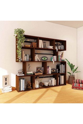 Woodesk Yonca Masif Ağaç Ceviz Renk 200x200 Kitaplık Cpt6007-200