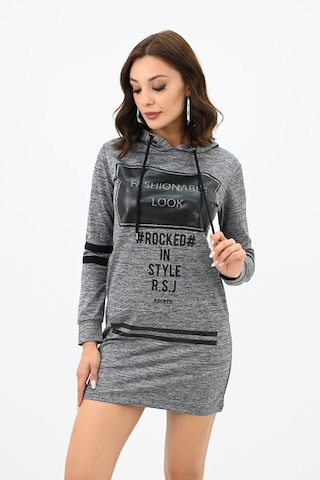 Koza Butik Kadın Kapüşonlu Baskılı Sweat Elbise 7004 001