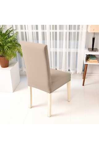 Esnek Sandalye Kılıfı Likralı, Kaymaz, Yıkanabilir, Kalın Lastikli Modern Kılıfı Bej