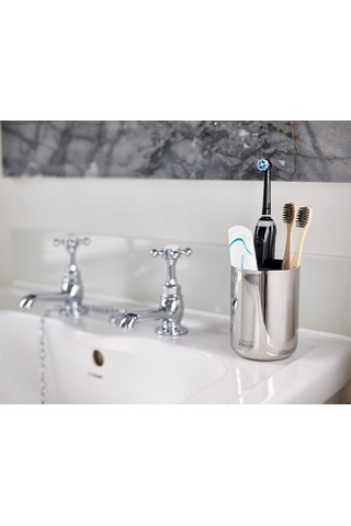 Joseph Joseph Easystore - Lüks Paslanmaz Çelik Diş Fırçası Tutucu Caddy Banyo Depolama, Standart Çelik Diğer