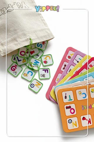Çocuk Tombala Alfabe Temalı Ham Bez Kese 8 Tabla 50 Pul 60 Parça