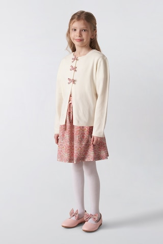 Made With Liberty Fabric Liberty Kumaş Kız Çocuk Triko Hırka Krem
