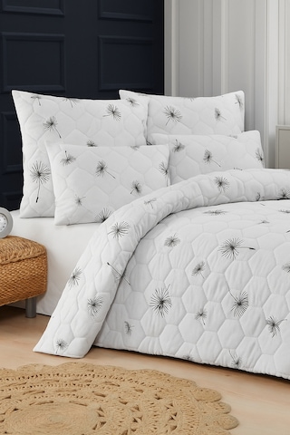 İbiza Çift Kişilik Kapitone Dolgulu Pike 4 Mevsim Petek Dsn Yastık Kılıfı Dahil 200x230cm Beyaz