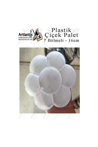 Plastik Çiçek Palet 2 Adet Çiçek Boya Paleti 7 Hazneli 16 Cm Resim Boyama Paleti Fırça Hediyeli Sanatsal Hobi