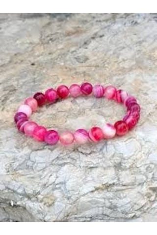 Pembe Akik Taşi Bileklik Pembe