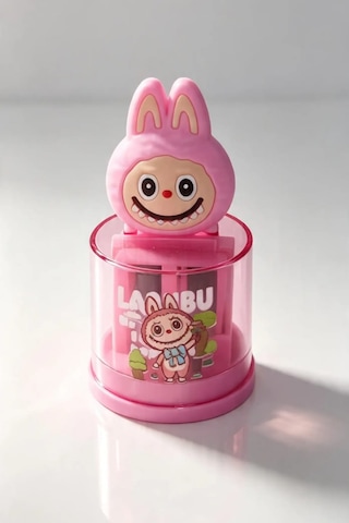 Çift Bıçaklı Labubu Figürlü Çöp Hazneli Kalemtraş 1 Ade - Pembe