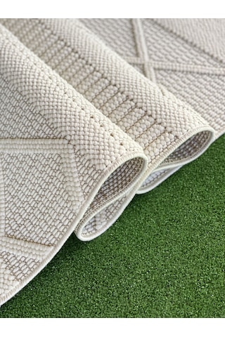 Woolen Tual Anti Alerjik Bukle Halı 8404 Krem Renkli