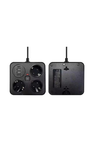 Akım Korumalı Anahtarlı Priz - 3x Priz - 2x Usb - 2x Type-c - 2 Mt Kablo Hızlı Şarj Özellikli Siyah 10