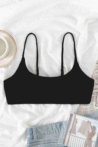 Angelsin Ayarlanabilir Askılı Şık Tasarım Bikini Üstü Siyah 001