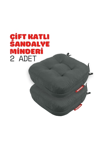 Xpermate 2'li Çift Kat Sandalye Minderi 42x42x8 Antrasit