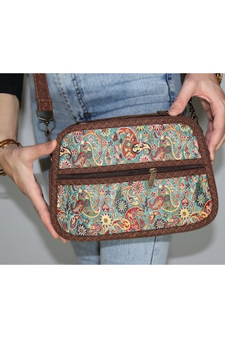 Pujiva Omuz Çantası, Kol Çantası, Etnik Tarz Kilim Desenli, Askılı Çanta, Günlük Çanta En 25 Bo 19 D 8 Yeşil