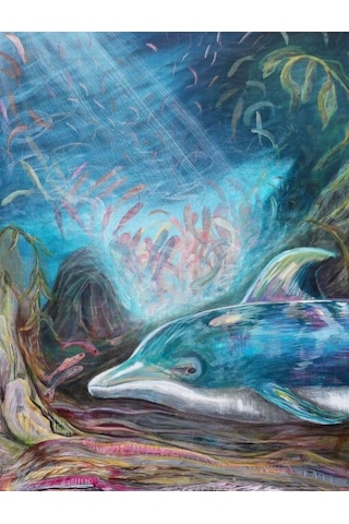 Talha Mecitoğlu - Deniz Altı Ekspresif Akrilik Tablo 70x100 Cm El Yapımı