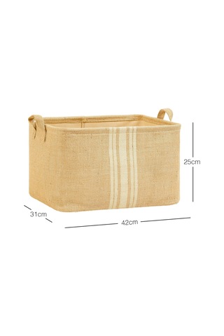 Ocean Home Textile Çizgili Jüt Sepet 42 X 31 X 25 Cm Genel