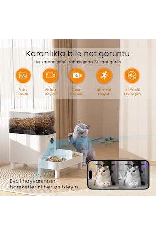 Petfit Autodine X Plus 5l Wi-fi Kameralı Çift Kase Akıllı Otomatik Kedi Köpek Mama Kabı Besleme Ünitesi Sesli Komut+çelik Kase+app Kontrol