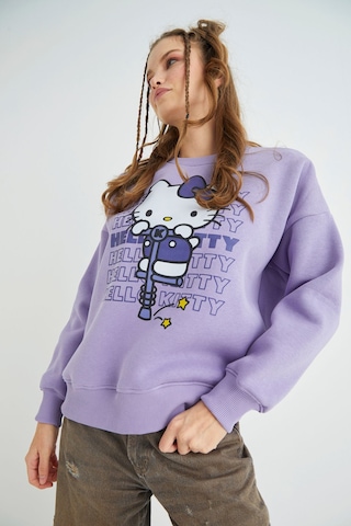 Hello Kitty Lisanslı Baskılı Kalın Oversize Sweatshirt Renkli