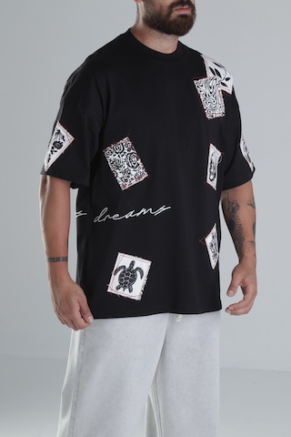 Cocopelli Yama Desenli Siyah Tasarım T-shirt Coc1302 Siyah