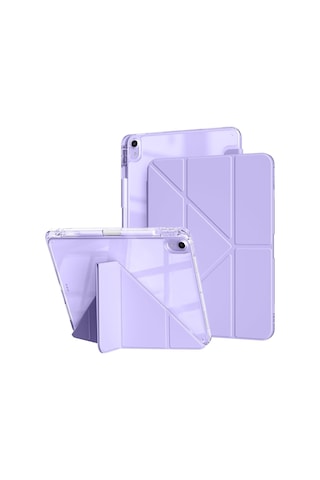 Apple Uyumlu iPad Air 11inç M2/m3 Air 4/5.nesil 10.9 Kılıf Mika Trifolding Şeffaf Kalem Bölmeli Kılıf