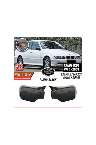 Bmw 5 Serisi E39 1995-2004 Uyumlu Batman Yarasa Ayna Kapağı Piano Black Abs Plastik Sağ Sol Takım 00 Şüscaroto Aksesuar