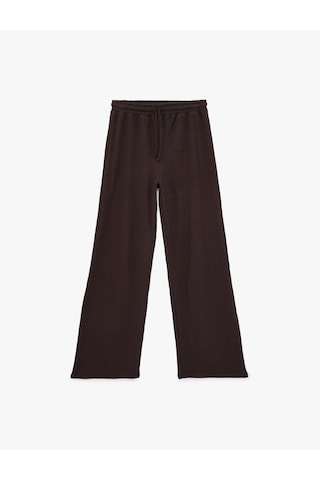 Koton Yüksek Bel Rahat Kalıp Geniş Paça Beli Bağcıklı Pantolon Kahverengi 6sal40021ık Kahve