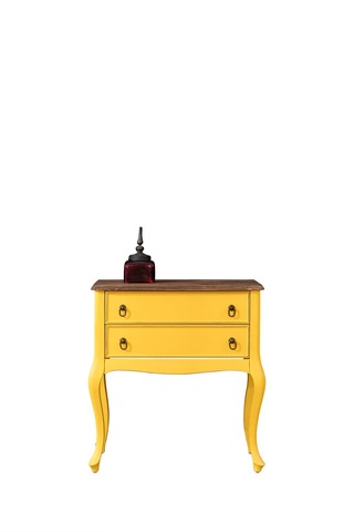 Wooding Masif 2 Çekmeceli Sarı Ceviz Komodin - Mini Konsol