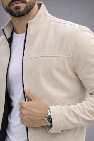 Baselco Slim Fit Dik Yaka Mevsimlik Süet Ceket Krem