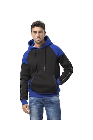 Cipo & Baxx Cl591 Erkek Hoodie Sweatjacket Fermuarlı, Kapüşonlu, Modern Baskılı Sweatshirt Siyah