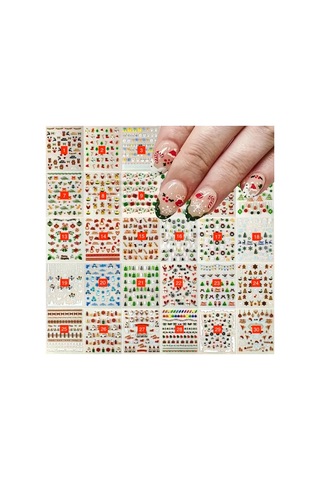 No:27 - Noel Baba 3d Tasarım Yapışkan Tırnak Sticker Tırnak Dövmesi Nail Art
