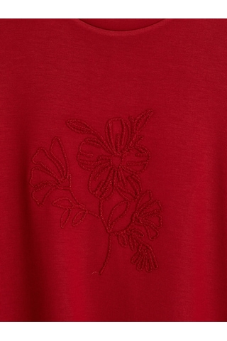 Lcw Comfort Kırmızı Nakışlı Soft Touch Kadın Sweatshirt
