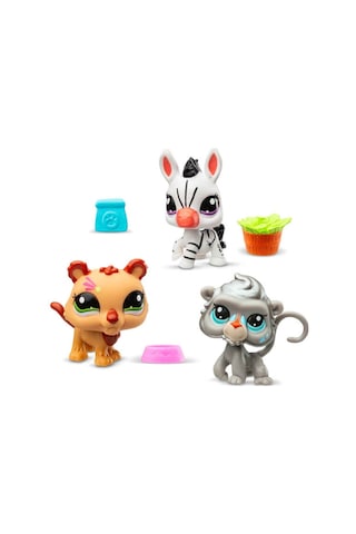 Littlest Pet Shop Minişler 3 Lü Figür Seti S2 05974 Zebra - Aslan - Maymun