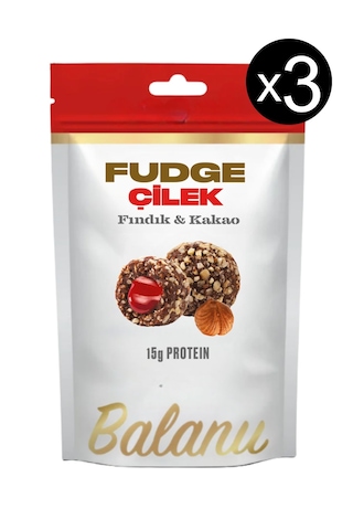 Fudge Fındık Kaplı Çilekli & Bademli Meyve Topları 110gr X3 Adet