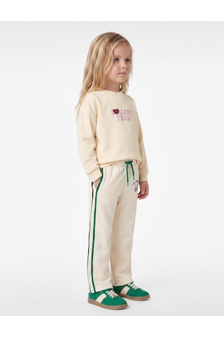 Koton Viskon Karışımlı Bisiklet Yaka Uzun Kollu Baskılı Sweatshirt Bej 7wmg10105ak Ekru