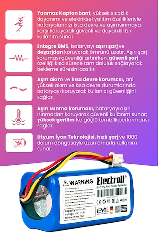 Robogil Stella 500b Uyumlu Batarya Maksimum Kapasite 3500mah Pil