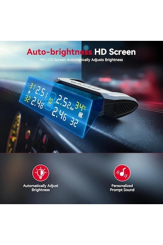 Boatshop1 Ynf Siyah Güneş Lastik Basınç İzleme Sistemi 4 Dış Sensörlü Basınç Ve Sıcaklık Okuma Titreşim Algılama