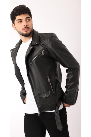 Stil Kombin Kuzey Beli Kemerli Suni Deri Ceket Bl 1261(553208203)