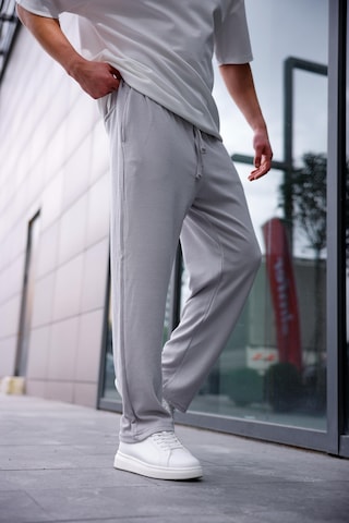 Erkek Gri Renk Burgu Desen Örme Kumaş Baggy Pantolon-1755 Gri