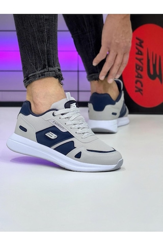 Mayback Erkek Günlük Ortopedik Sneaker Spor Ayakkabı Gri - Lacivert