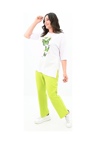 Kadın Büyük Beden Kelebek Baskı Detaylı T-shirt Takım 8114-25 001
