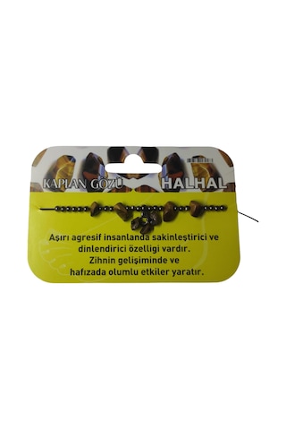 Kaplan Gözü Taşı Halhal Doğal Taş Bileklik Hal Hal Ayarlanabilir İpli Kahverengi Kristalize Kırık Taş Şifalı Halhal Bileklik Kahverengi